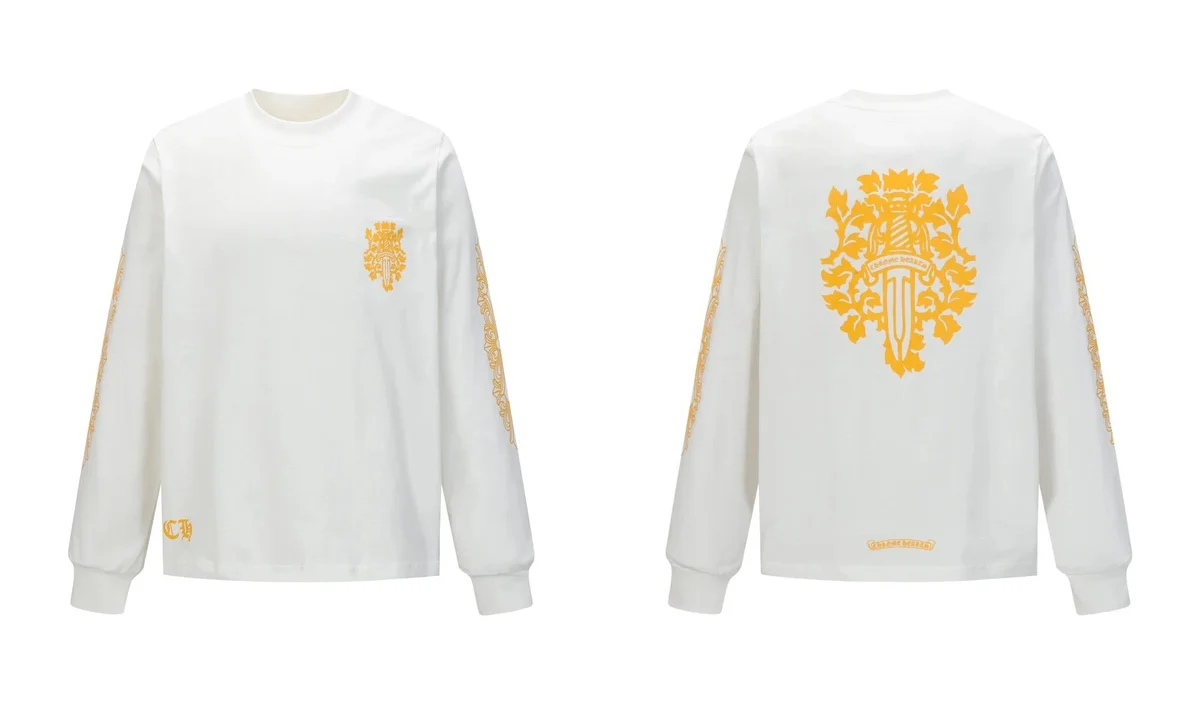 Chrome Hearts Chrome Hearts White Gold Crest Long Sleeve T-Shirt White - 1