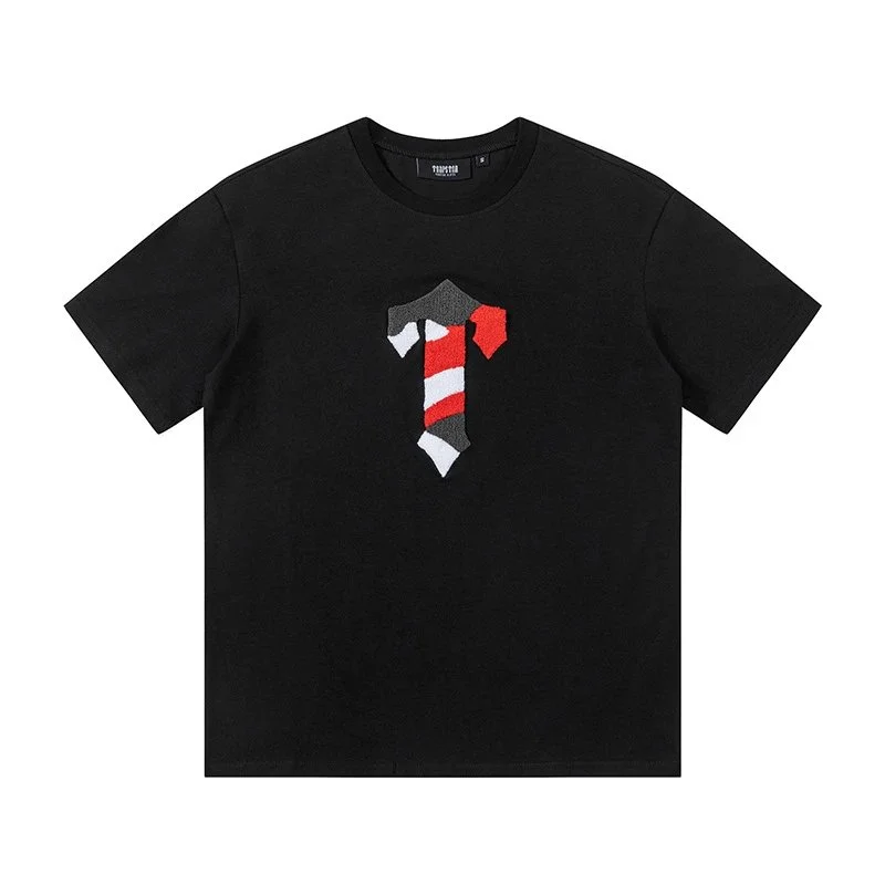 Other Black Red White T-Shirt with Embroidered Tie Design Black - 1