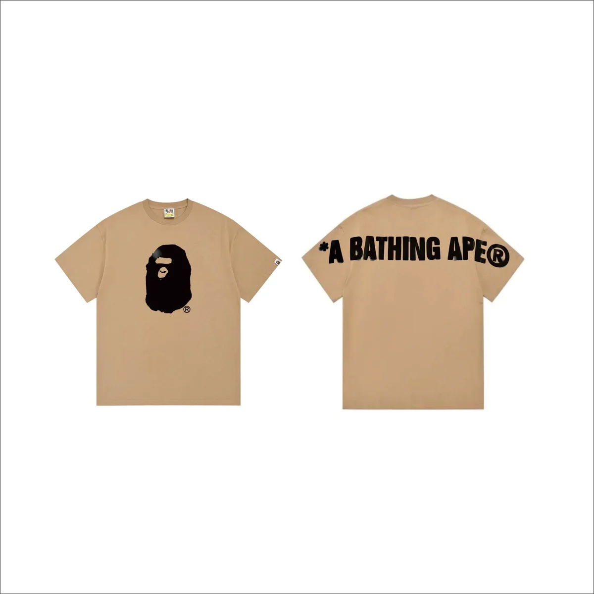 A Bathing Ape A Bathing Ape BAPE STA Khaki Black Logo T-Shirt Black - 1