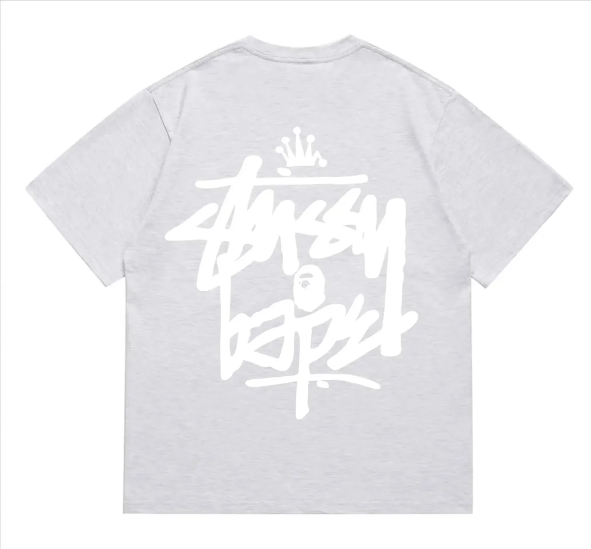 Stussy Stussy Crown Script T-Shirt Grey Grey - 1