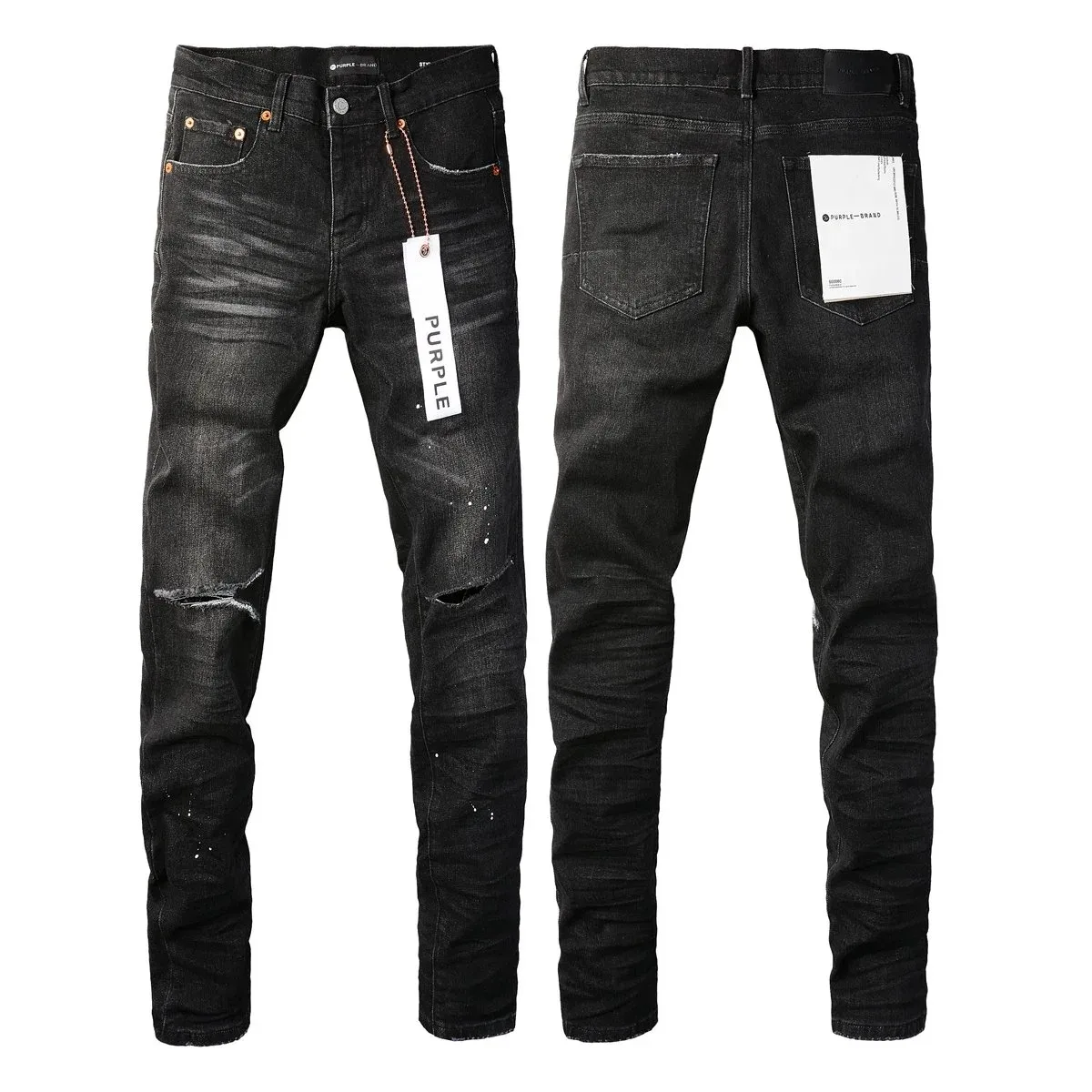 Purple Brand Purple Brand 9035 Distressed Black Jeans Black - 1