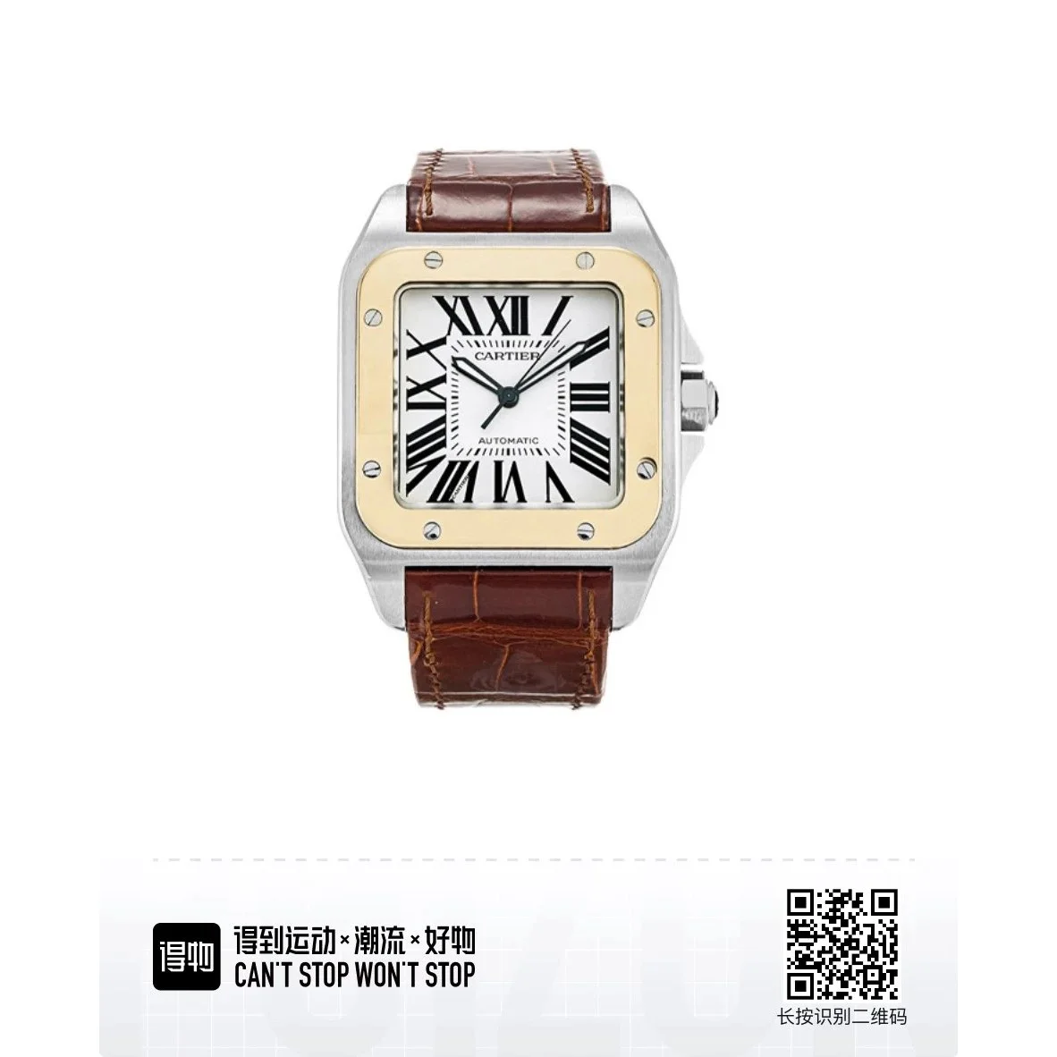 Cartier Cartier Santos Automatic Brown Leather Watch Brown - 1