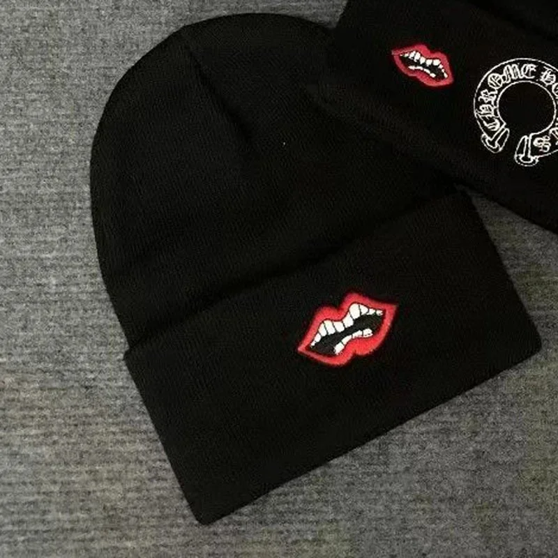 Chrome Hearts Chrome Hearts Black/Red Lip Beanie Black