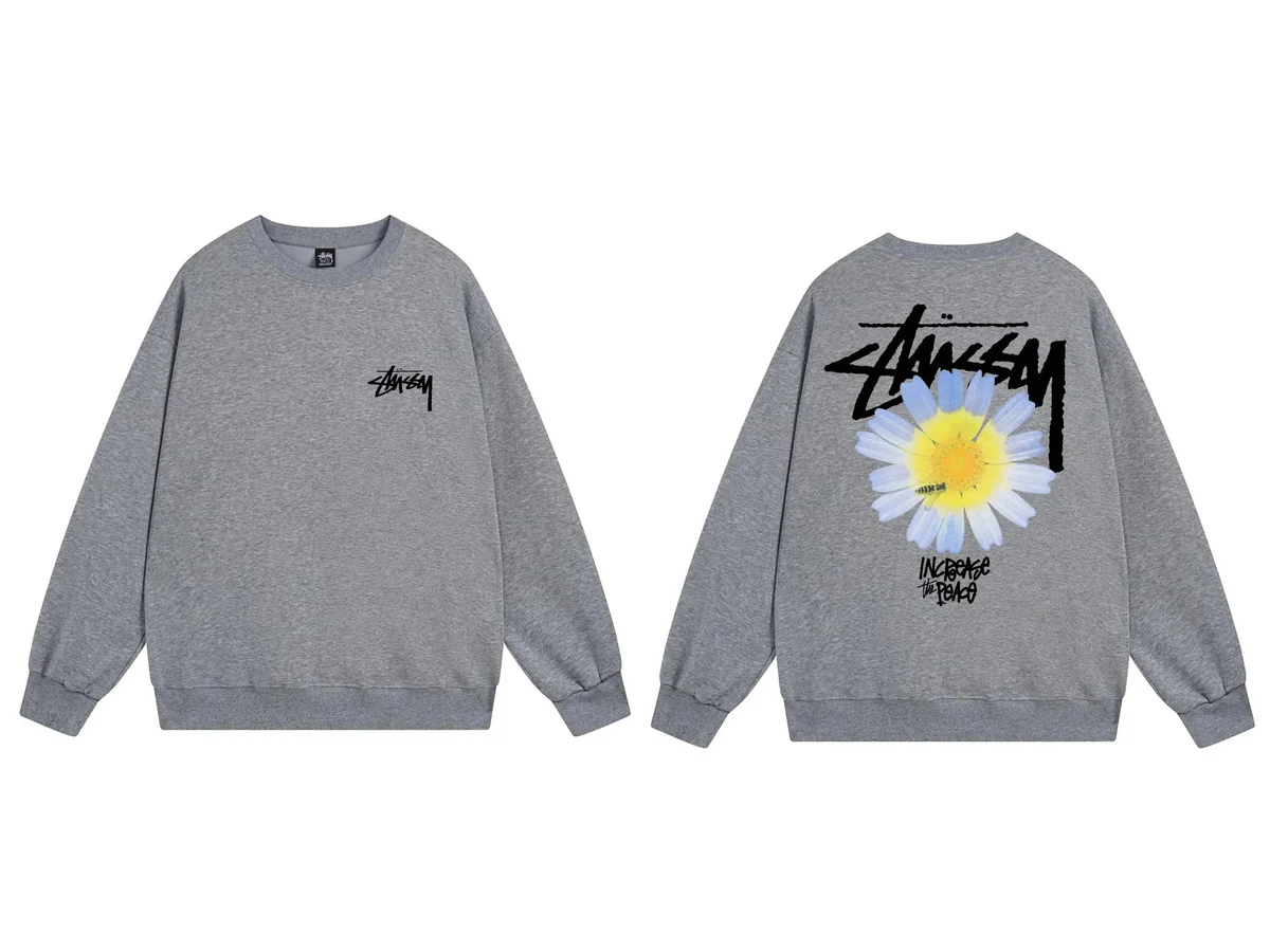 Stussy Stussy Increase the Peace Flower Graphic Sweatshirt Grey Grey - 1
