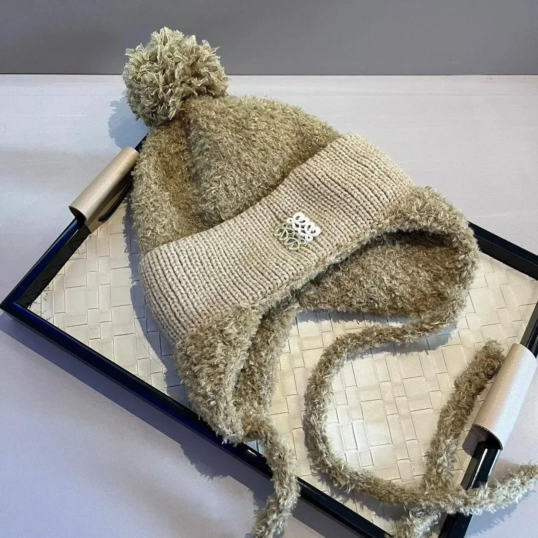 Loewe Loewe Anagram Beige Knit Beanie Beige