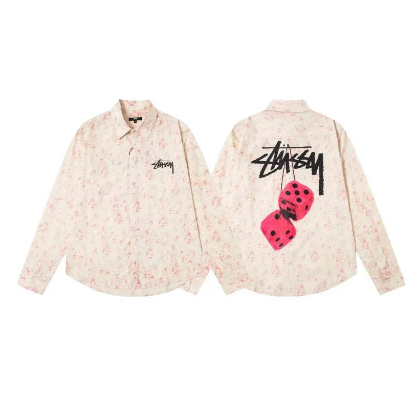 Stussy Stussy Stüssy Dice Print Shirt 6968 Red Beige - 1
