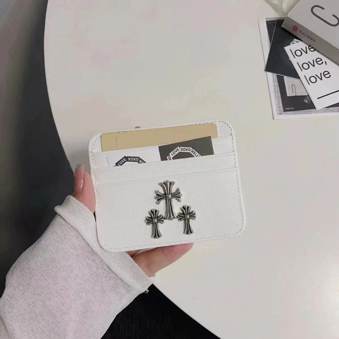 Chrome Hearts Chrome Hearts CH Cross Lychee Texture White Cross Card Holder White
