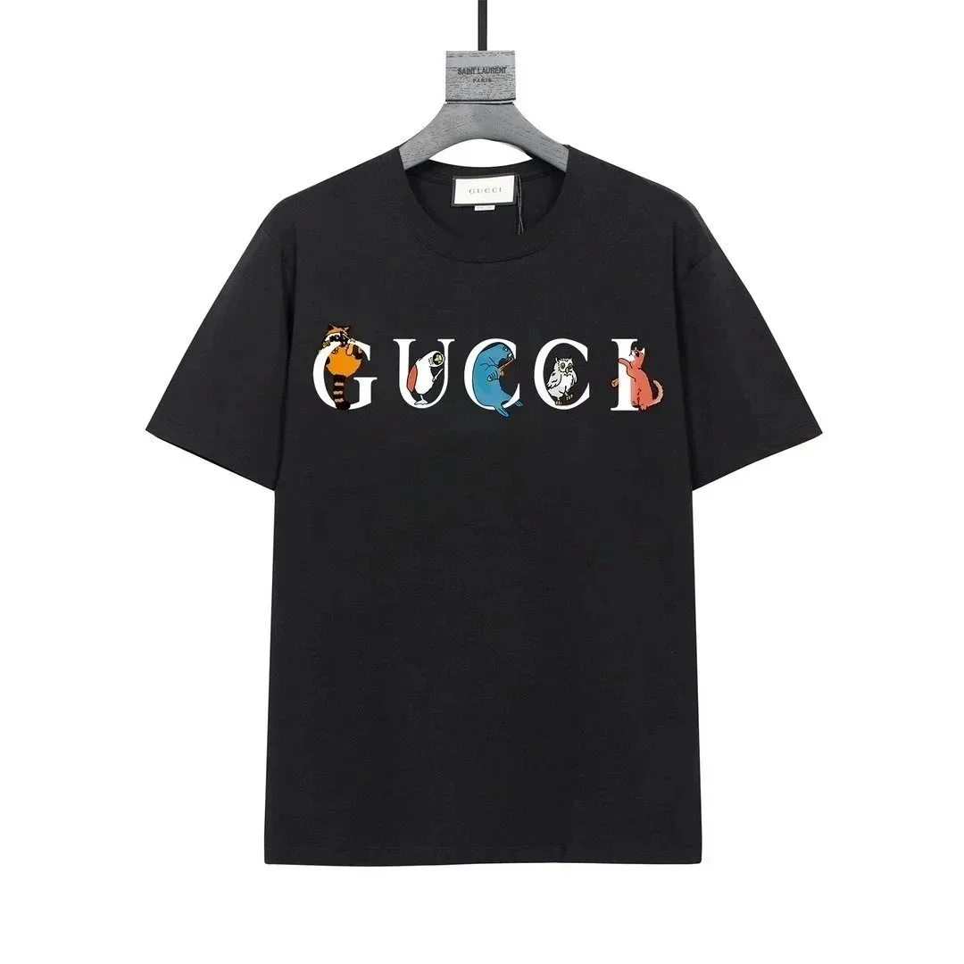 Gucci Gucci Animal Embroidered Logo Black T-Shirt Black