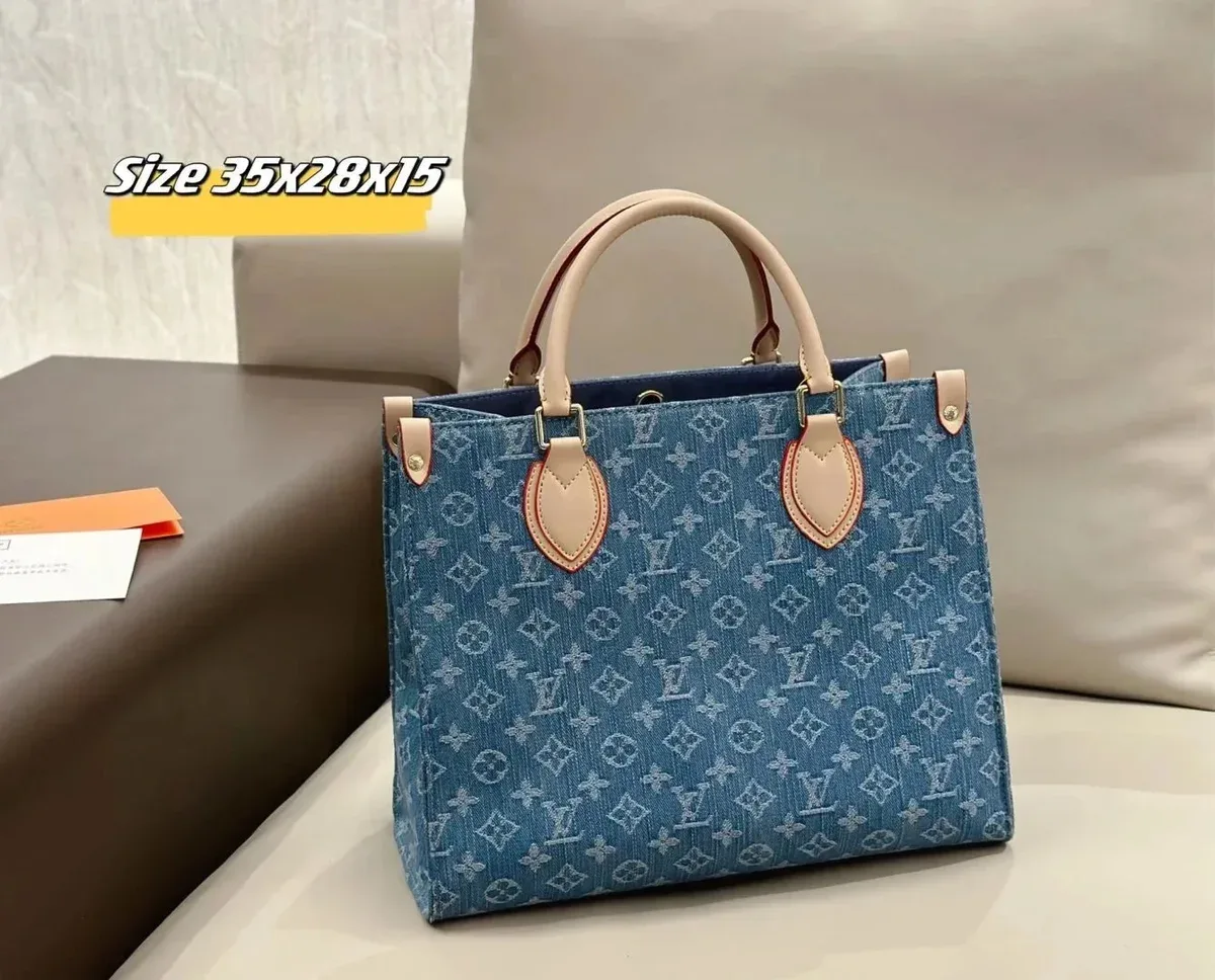 Louis Vuitton Neverfull Denim Blue Tote Bag