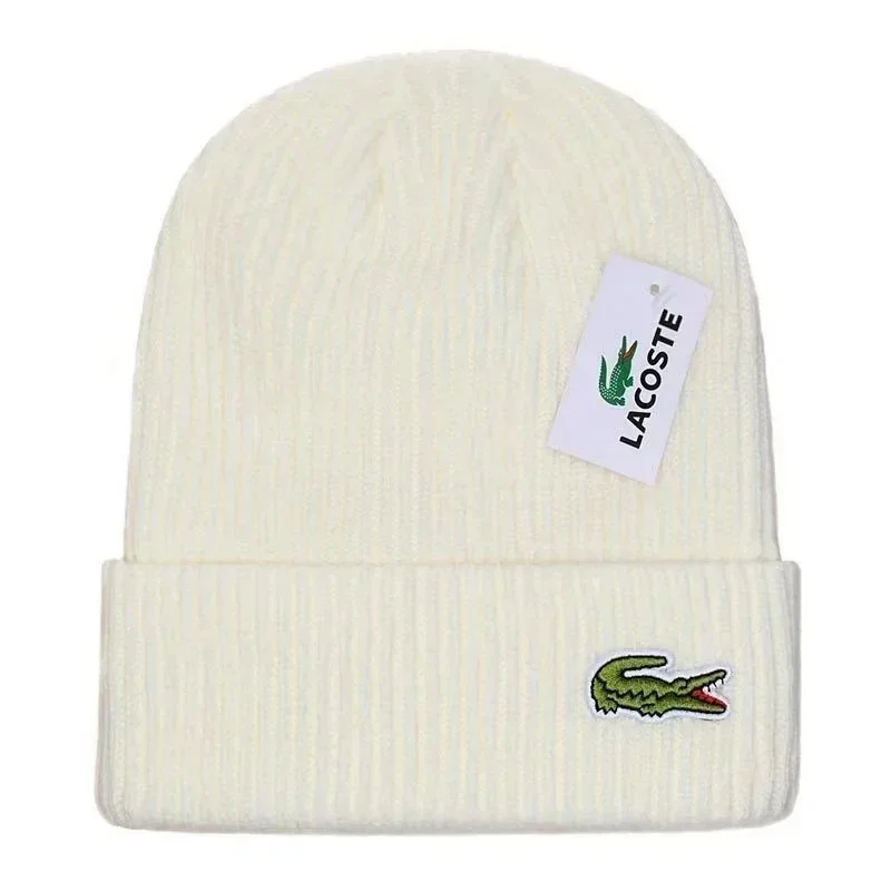 Lacoste Lacoste White Crocodile Beanie Hat White - 1