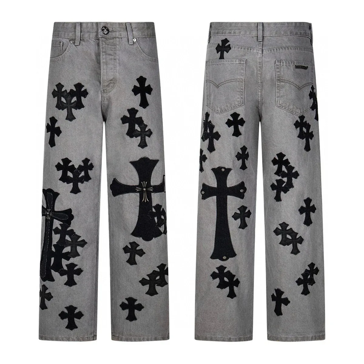 Chrome Hearts Chrome Hearts CH Cross Grey/Black Denim Jeans Grey
