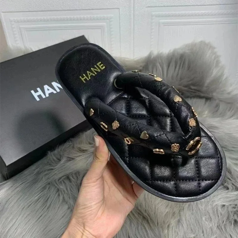 Other HANE Black Quilted Slippers with Gold Accents Black - 1