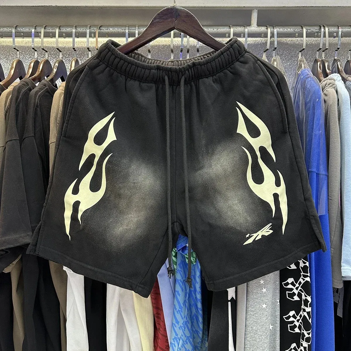 Other Black Flame Print Shorts Black - 1