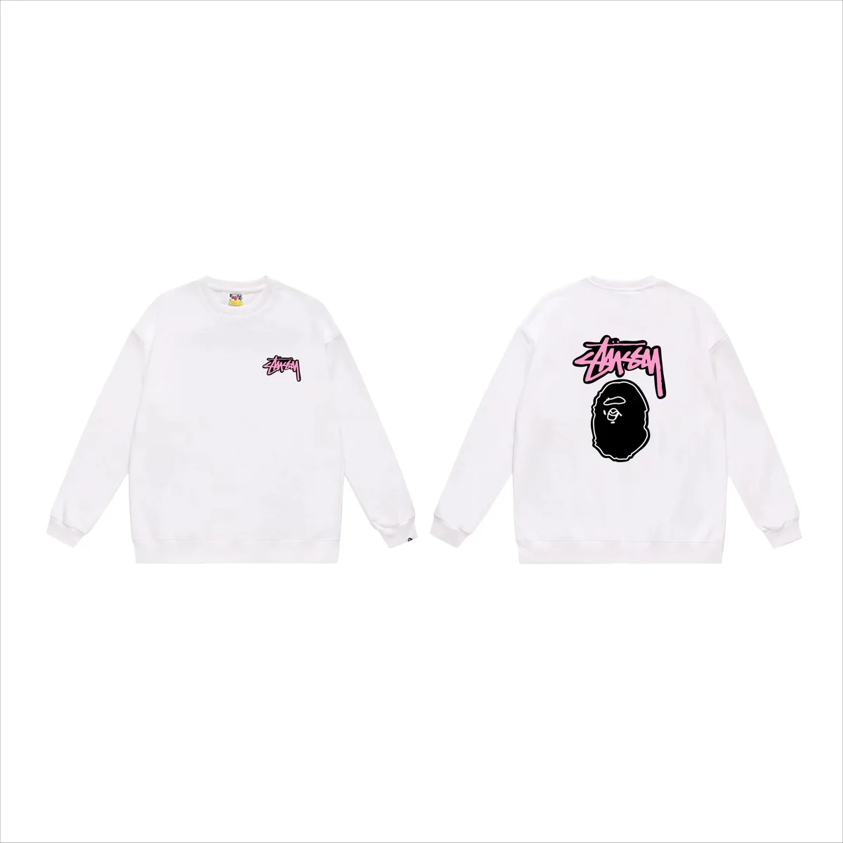 A Bathing Ape A Bathing Ape BAPE STA White with Pink & Black Graphic Crewneck White - 1