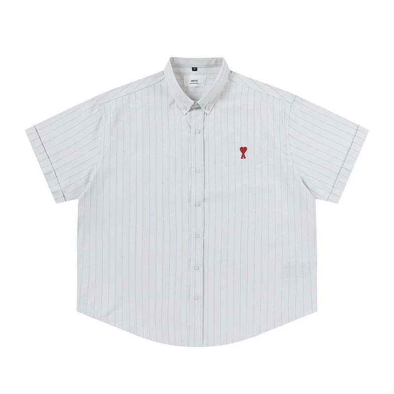 Ami Paris Ami Paris Striped Short-Sleeve Shirt White/Red White - 1
