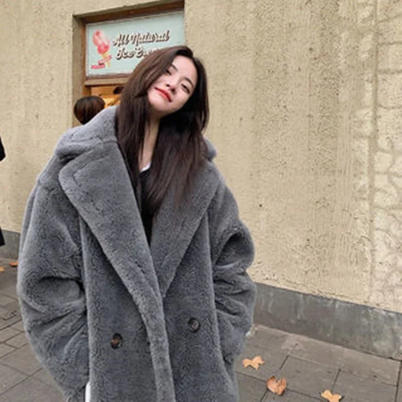 Other Unisex Faux Fur Coat in Starry Sky Grey Grey - 1
