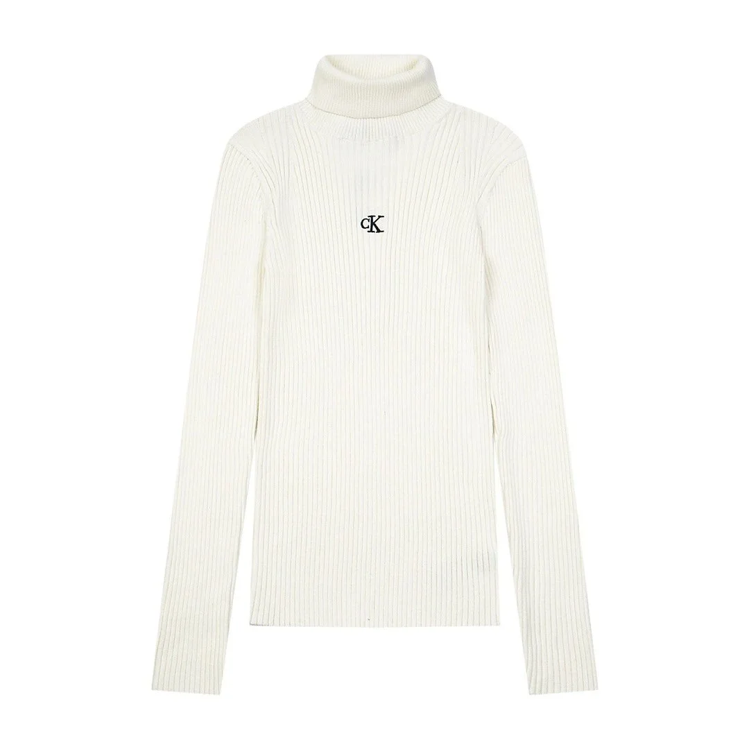 Calvin Klein Calvin Klein Off-White Ribbed Turtleneck Sweater Cream - 1