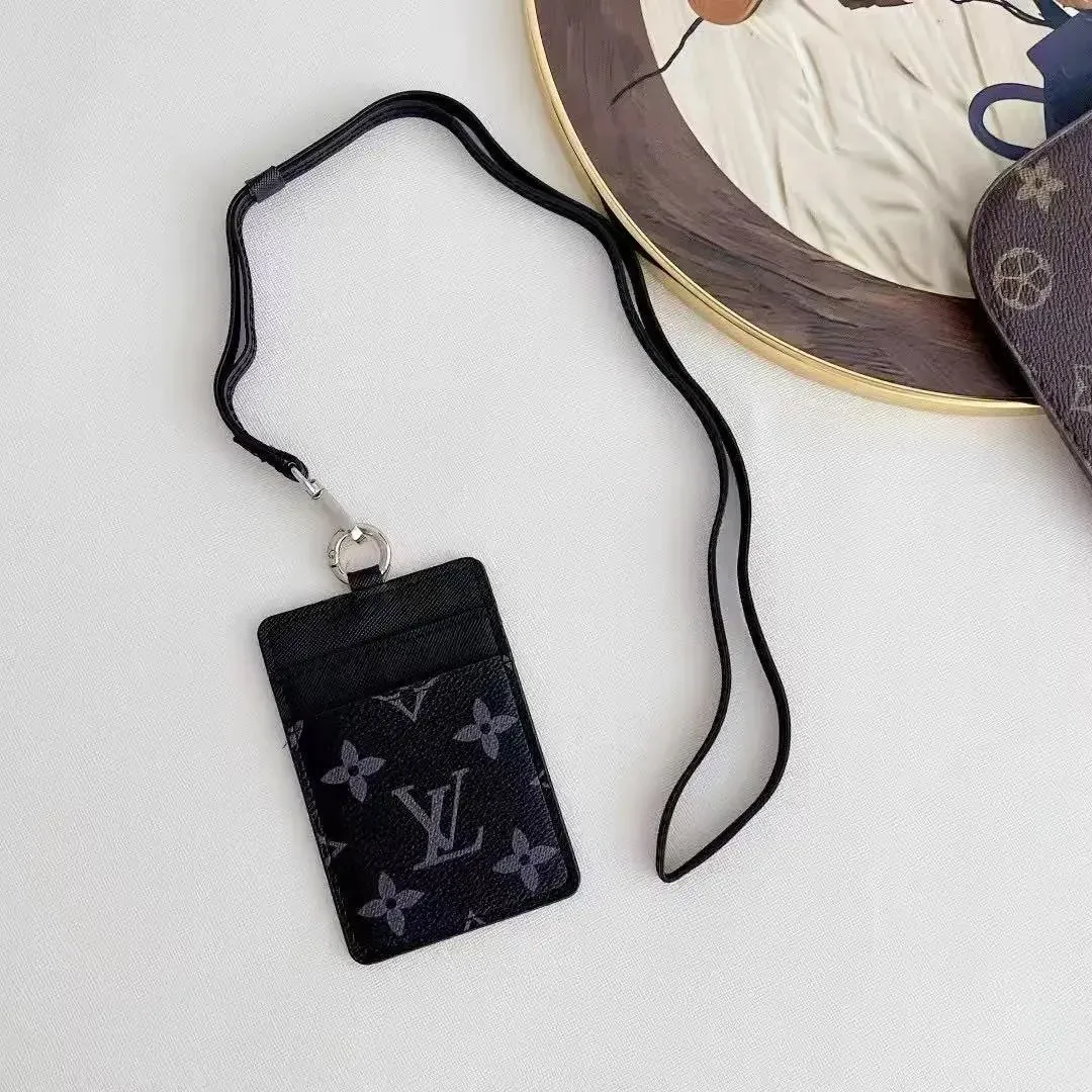 Louis Vuitton Louis Vuitton Monogram Black Card Holder Lanyard Black