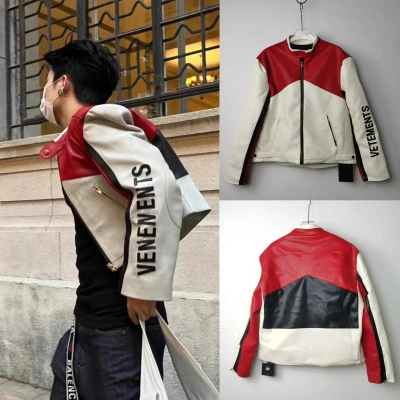 Vetements Red & White Leather Jacket RC1075