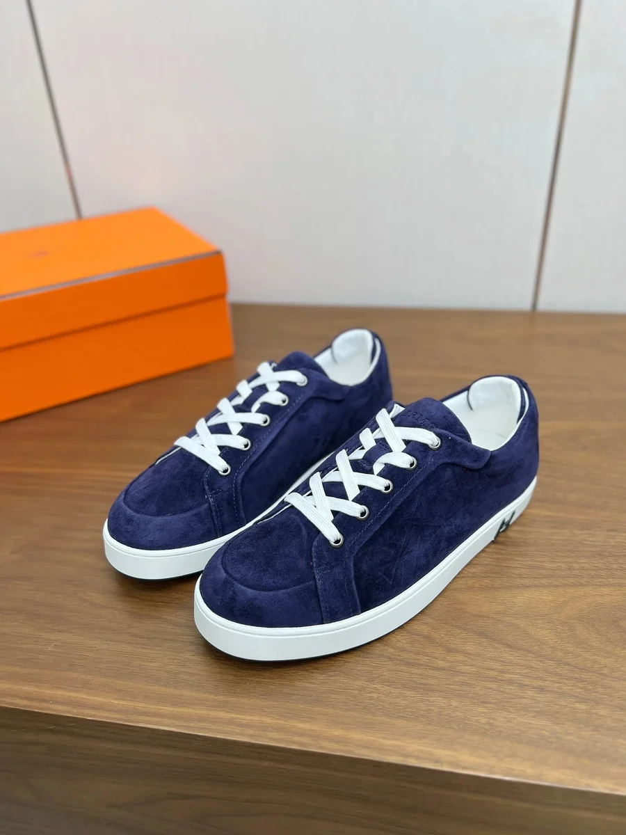 Hermès Hermès Hermès H Navy Suede Sneakers Navy