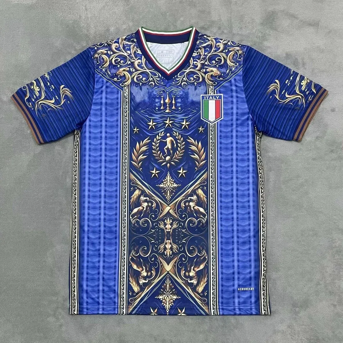 Other Italy Football Jersey Blue Gold Patterned Shirt Blue - 1