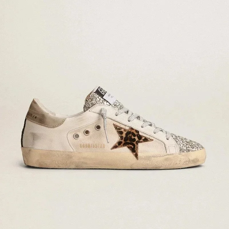 Golden Goose Golden Goose Super-Star White Leopard Glitter Sneakers White - 1