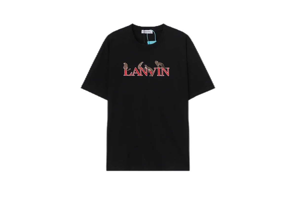 Lanvin Lanvin Leopard Logo Black T-Shirt Black