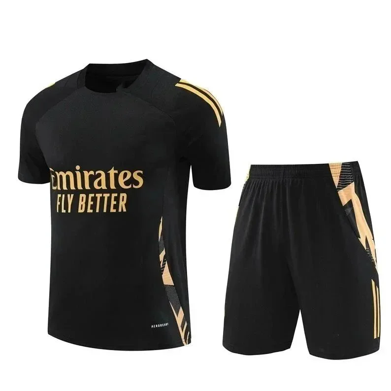 Adidas Adidas Classic Football Black & Gold Jersey & Shorts Set Black - 1