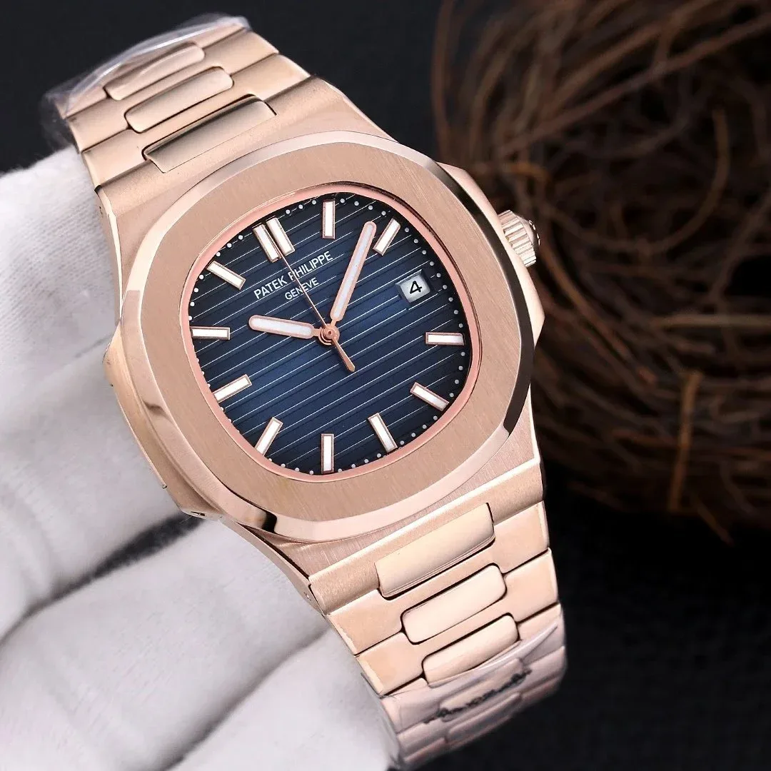 Patek Philippe Patek Philippe Nautilus Rose Gold Blue Dial Watch Gold - 1
