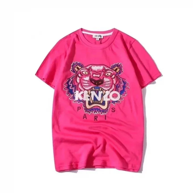 Kenzo Kenzo Tiger Print T-Shirt Pink Solid T-Shirt Pink - 1
