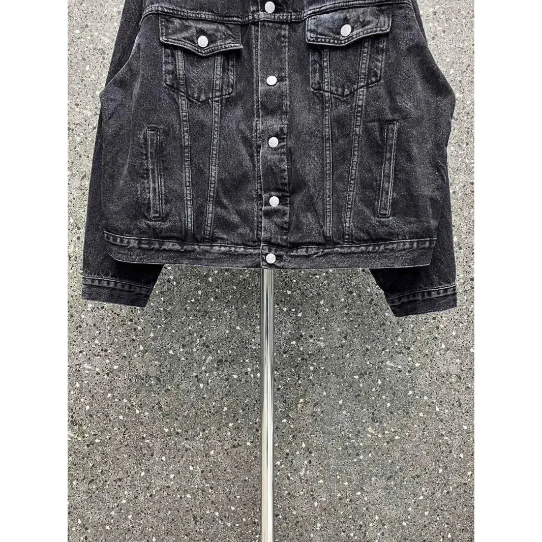 Other Washed Black Denim Jacket - Classic Trucker Style Black