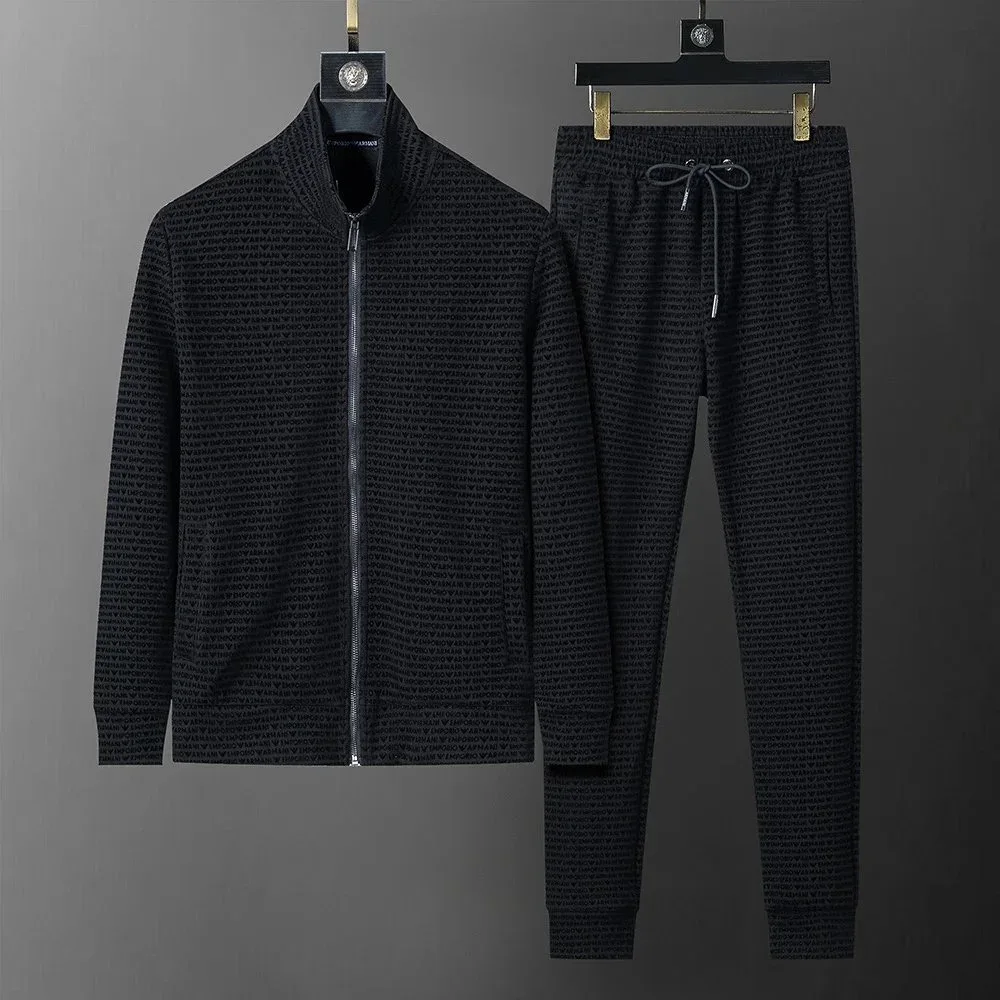 Armani Armani EA7 Black Monogram Tracksuit Set Black