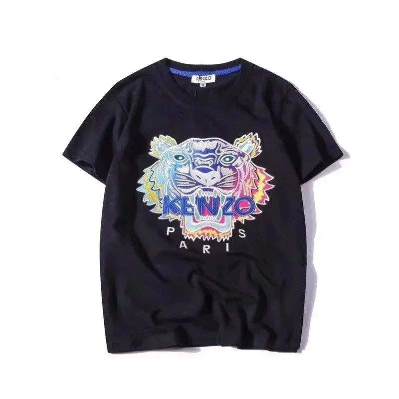 Kenzo Kenzo Tiger Print T-Shirt Black Solid T-Shirt Black - 1
