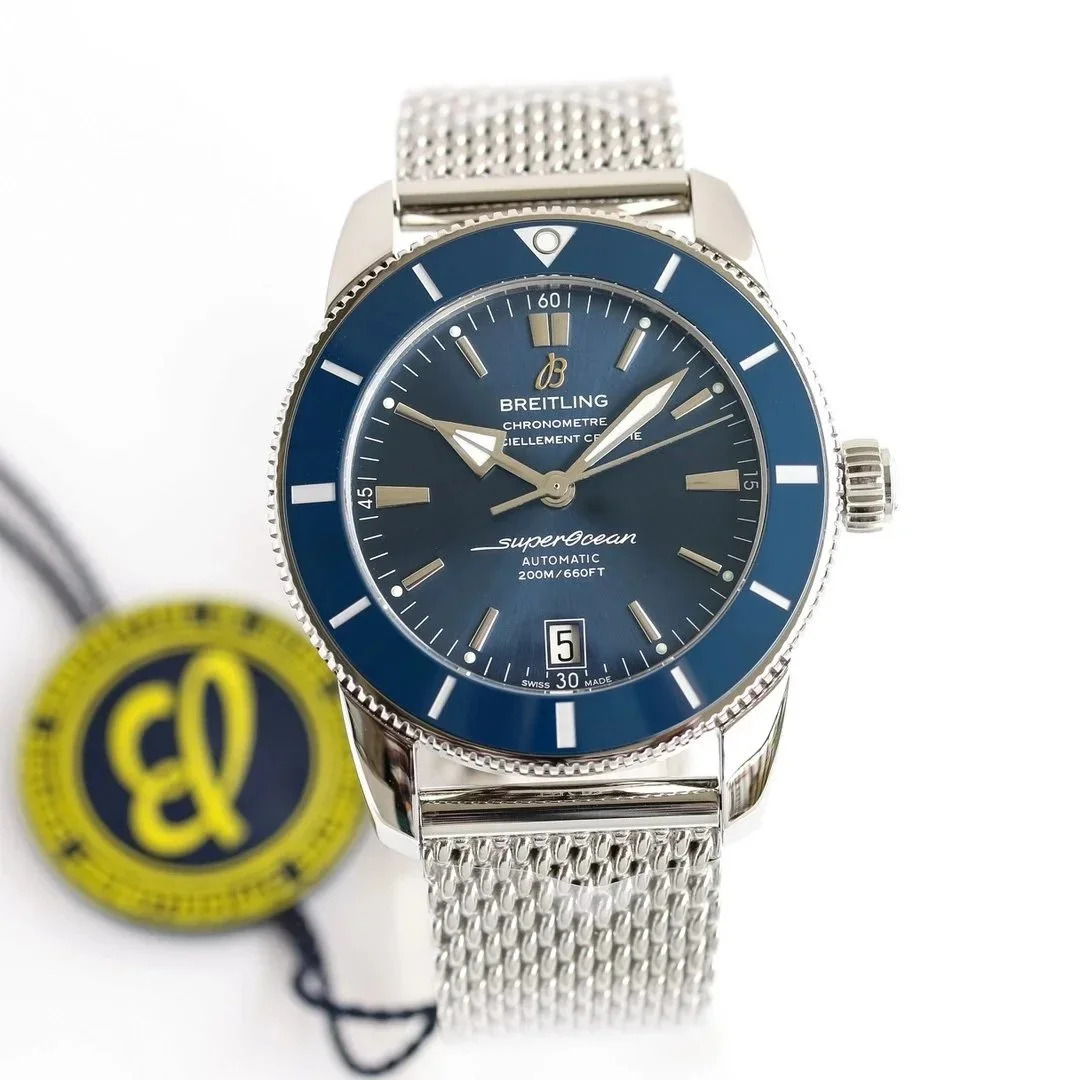 Breitling Breitling Superocean Blue Dial Silver Mesh Watch Blue