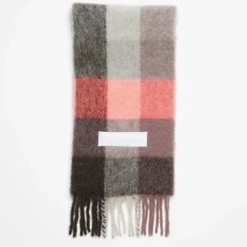 Other Gray Pink Plaid Scarf Grey