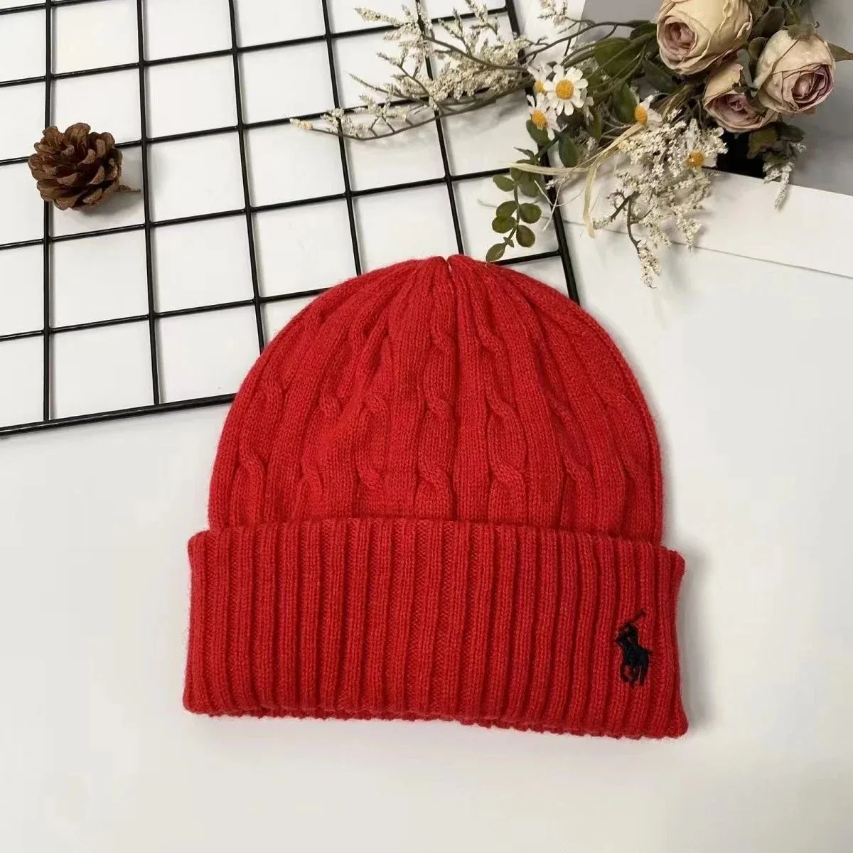 Polo Ralph Lauren Polo Ralph Lauren Red Cable Knit Beanie Red - 1