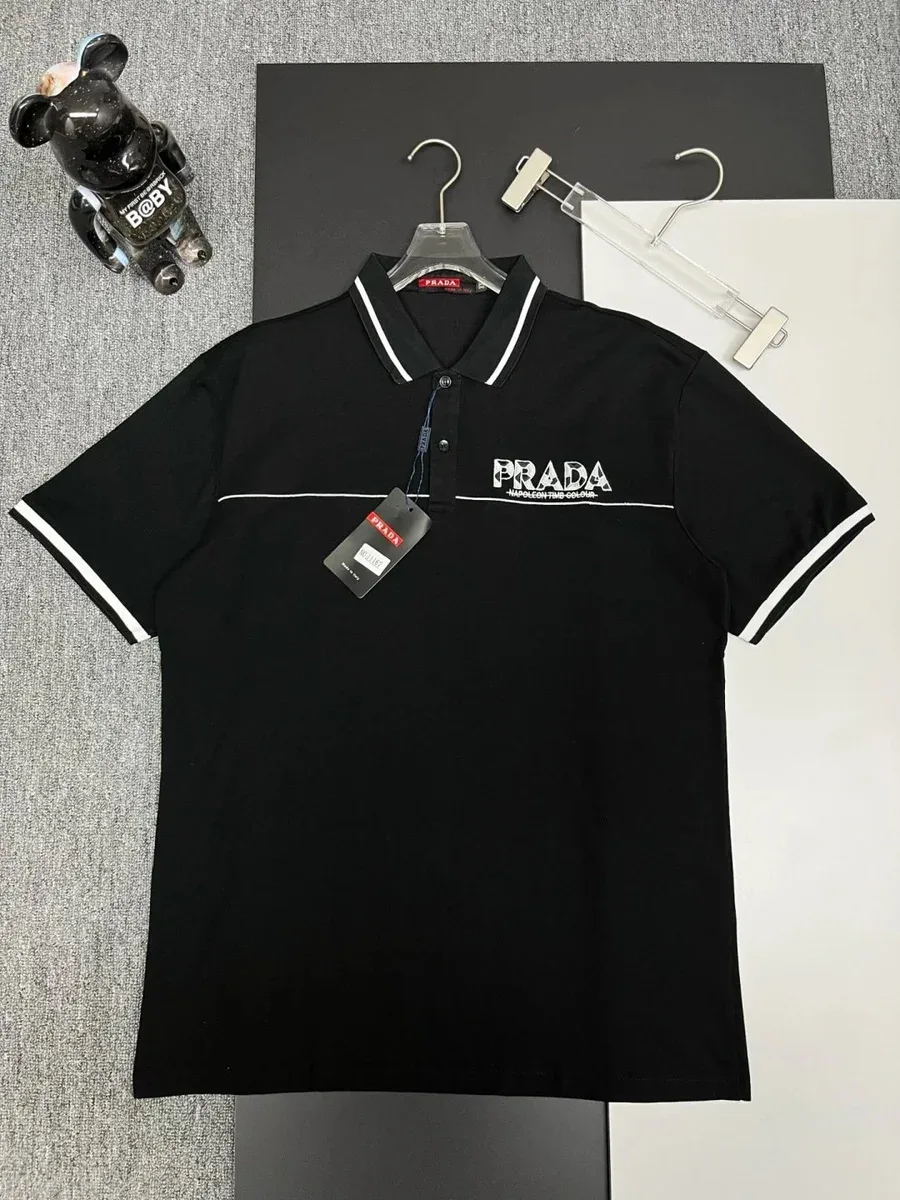Prada Prada Black & White Logo Polo Shirt Black - 1