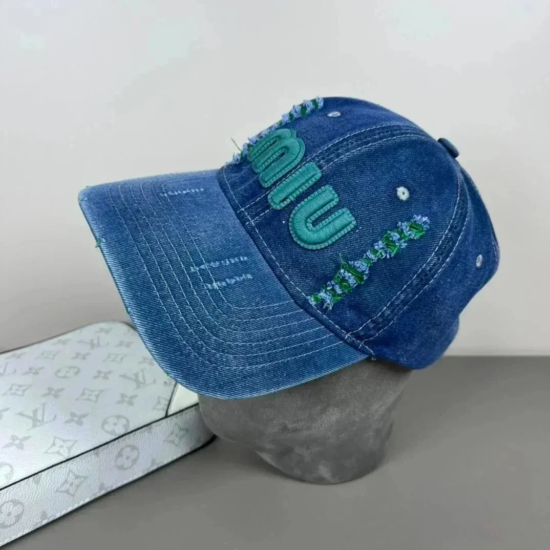 Miu Miu Miu Miu Denim Blue/Teal Embroidery Baseball Cap Blue