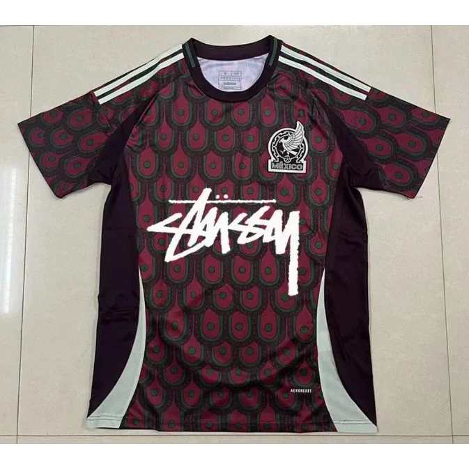 Stussy Stussy Mexico Jersey Red Peacock Pattern T-Shirt Red - 1
