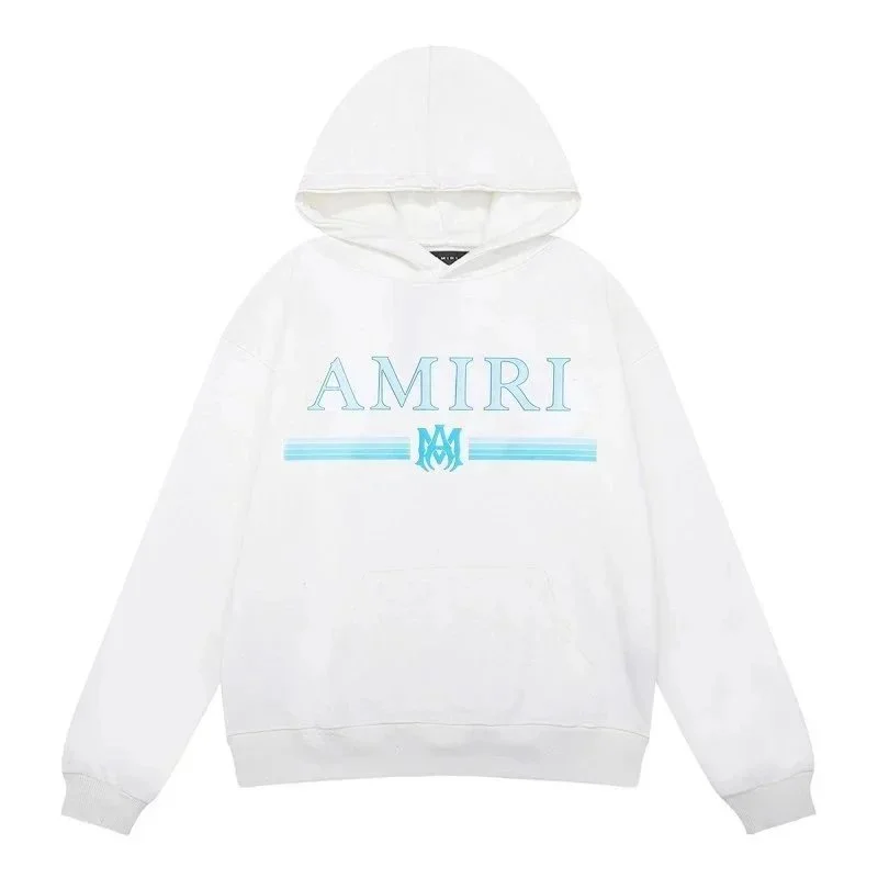Amiri Amiri White AMRI Hoodie with Light Blue Logo White - 1