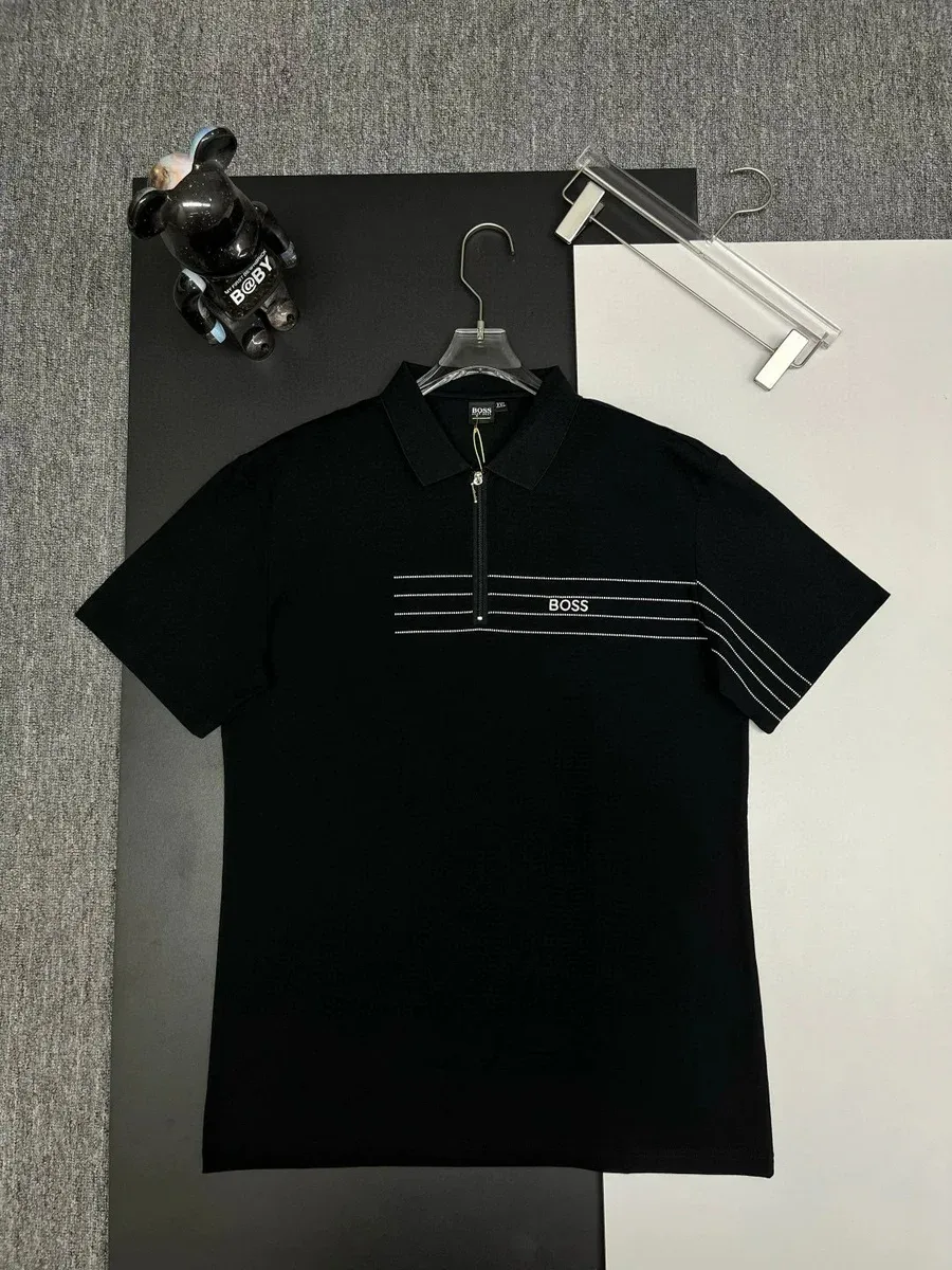 Hugo Boss Hugo Boss Black Polo T-Shirt with Zipper Detail Black - 1