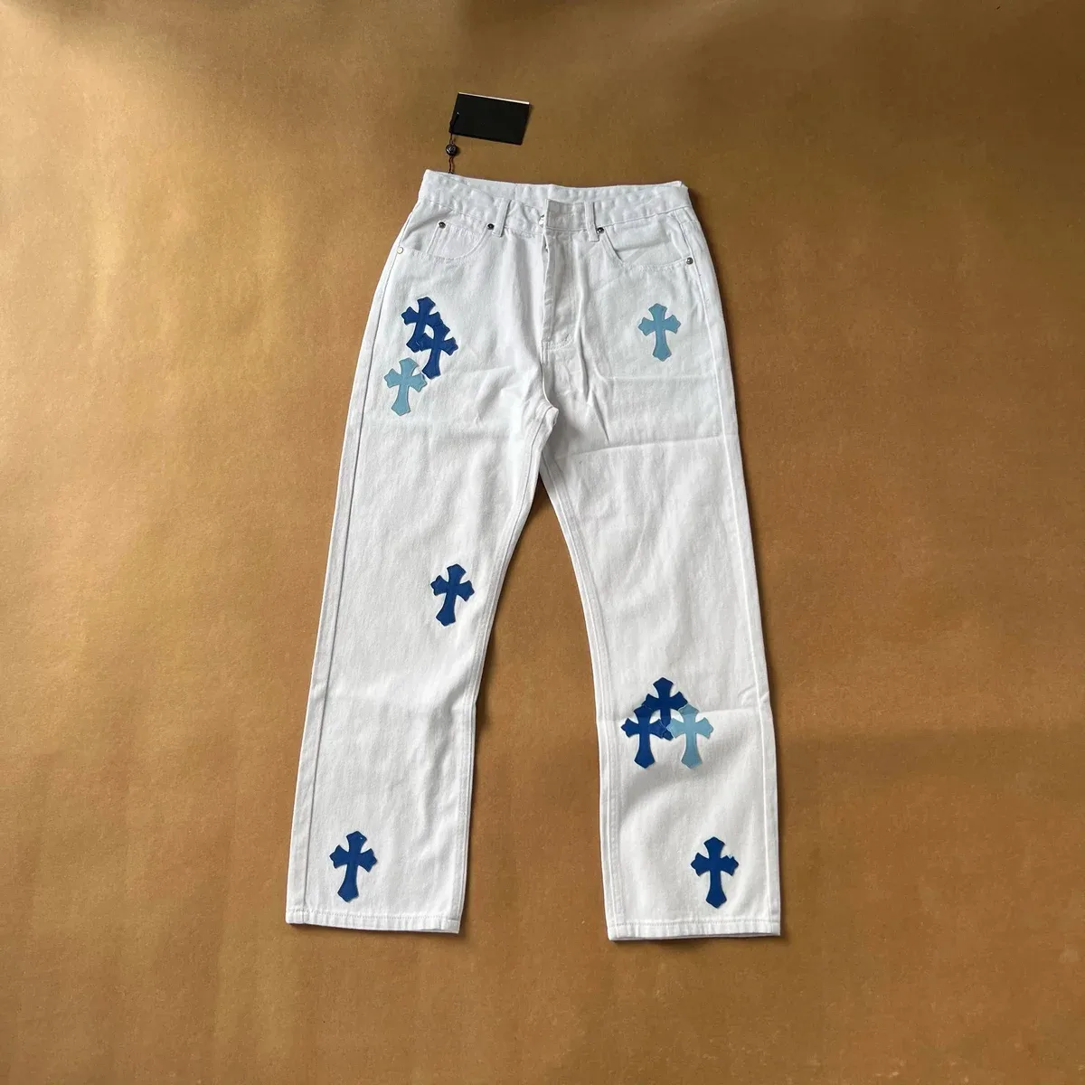 Chrome Hearts Chrome Hearts CH Cross White Blue Label Trousers White