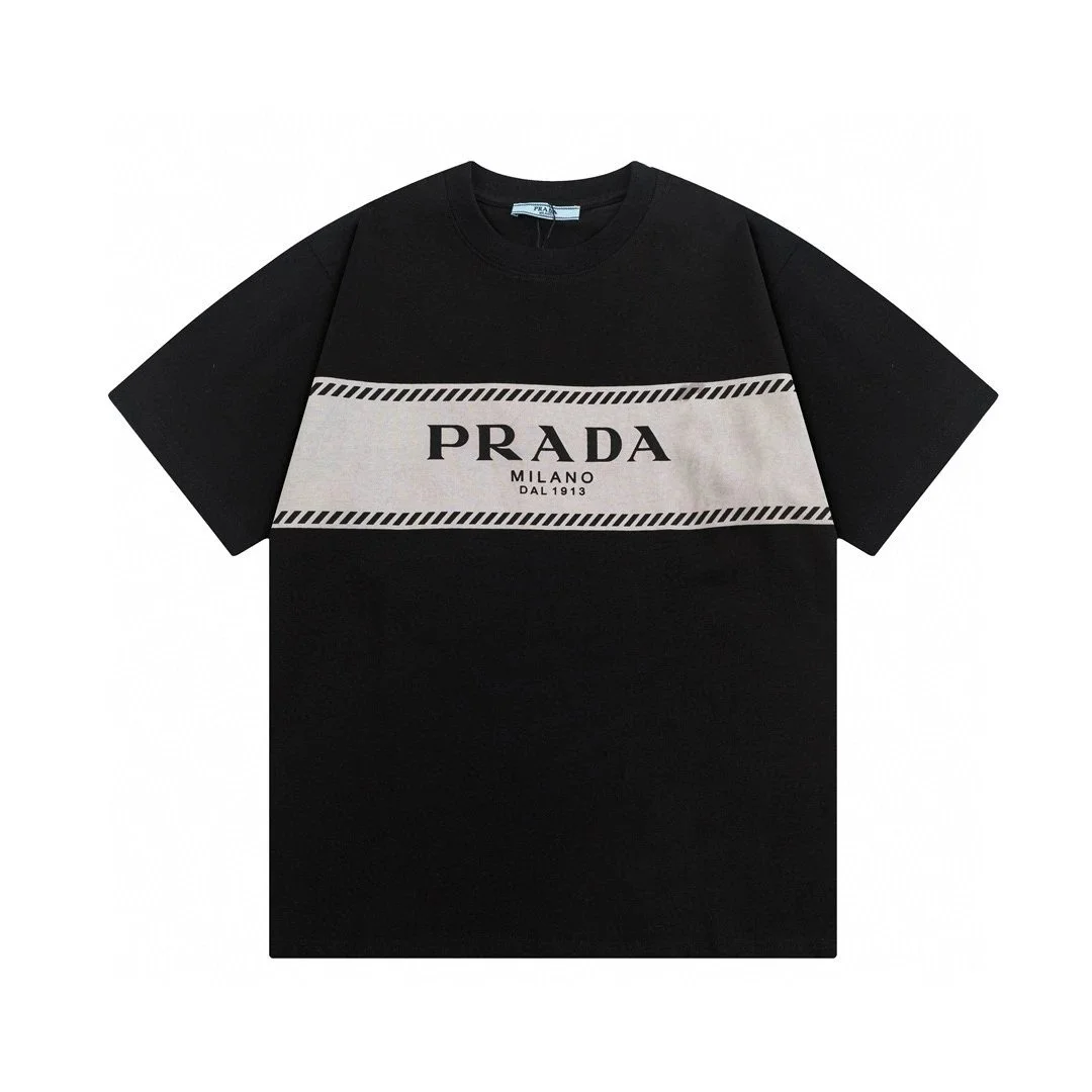 Prada Prada Black/Beige Logo Band T-Shirt Black