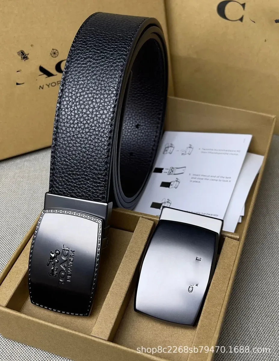 Coach Coach Black Leather Belt with Horse Buckle Black - 1