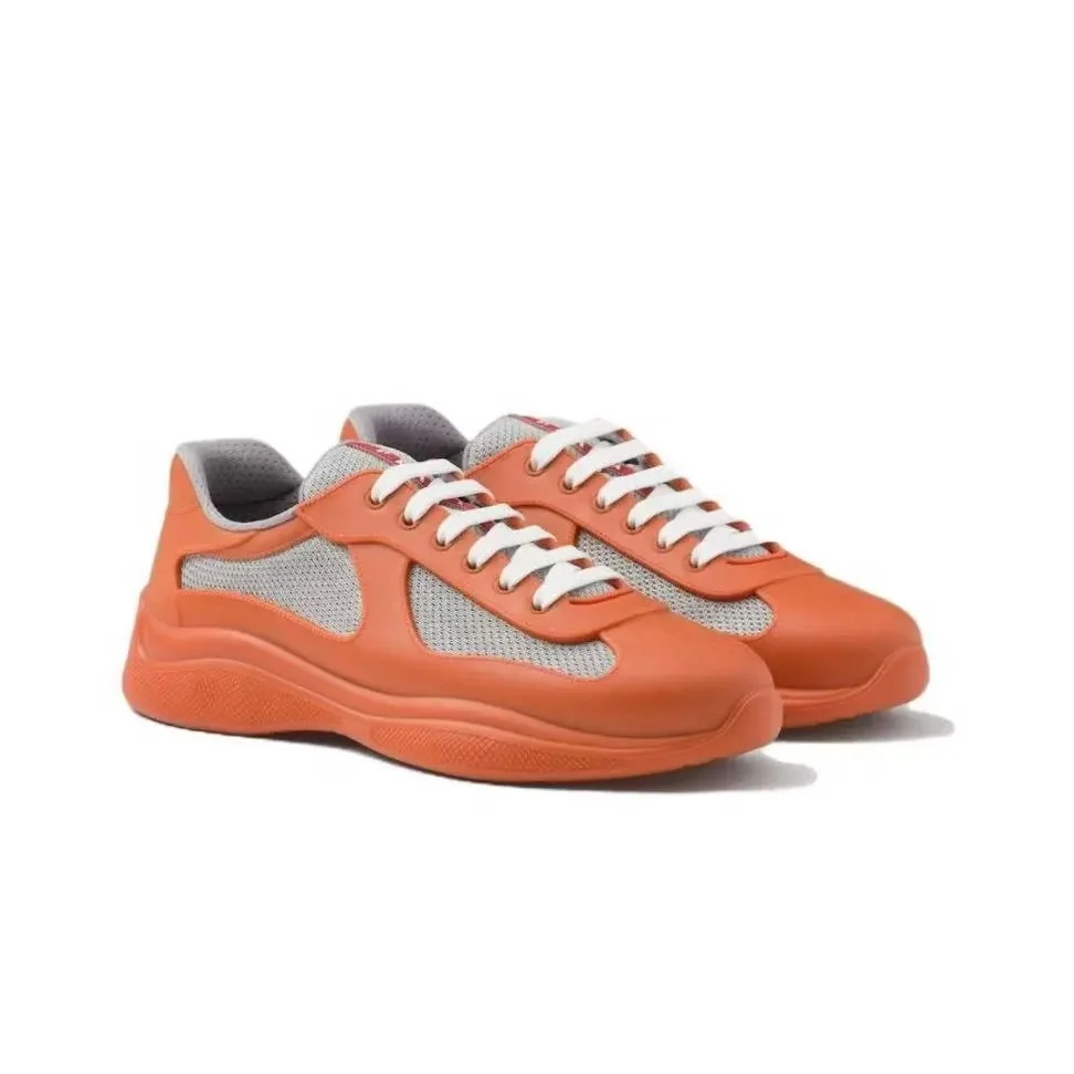 Prada Prada Orange Mesh & Leather Sneakers Orange