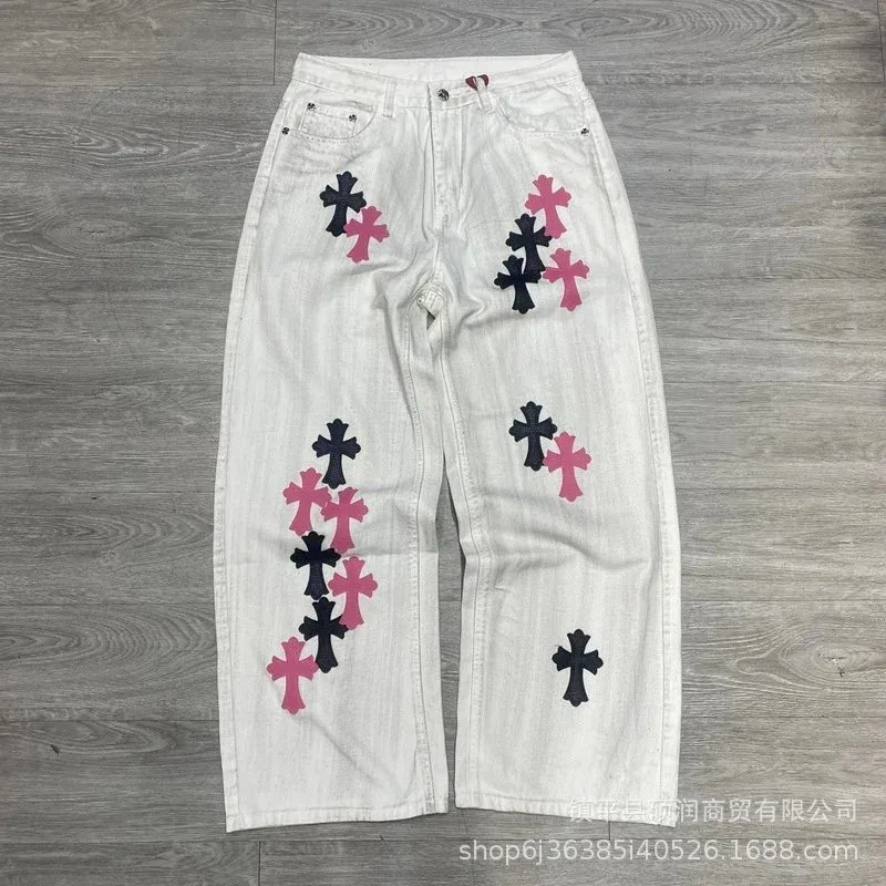 Chrome Hearts Chrome Hearts CH Cross White/Black/Pink Jeans White