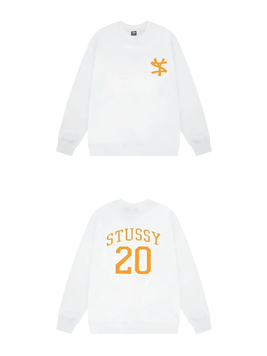 Stussy Stussy White Orange Stüssy 20 Crewneck Sweatshirt White - 1