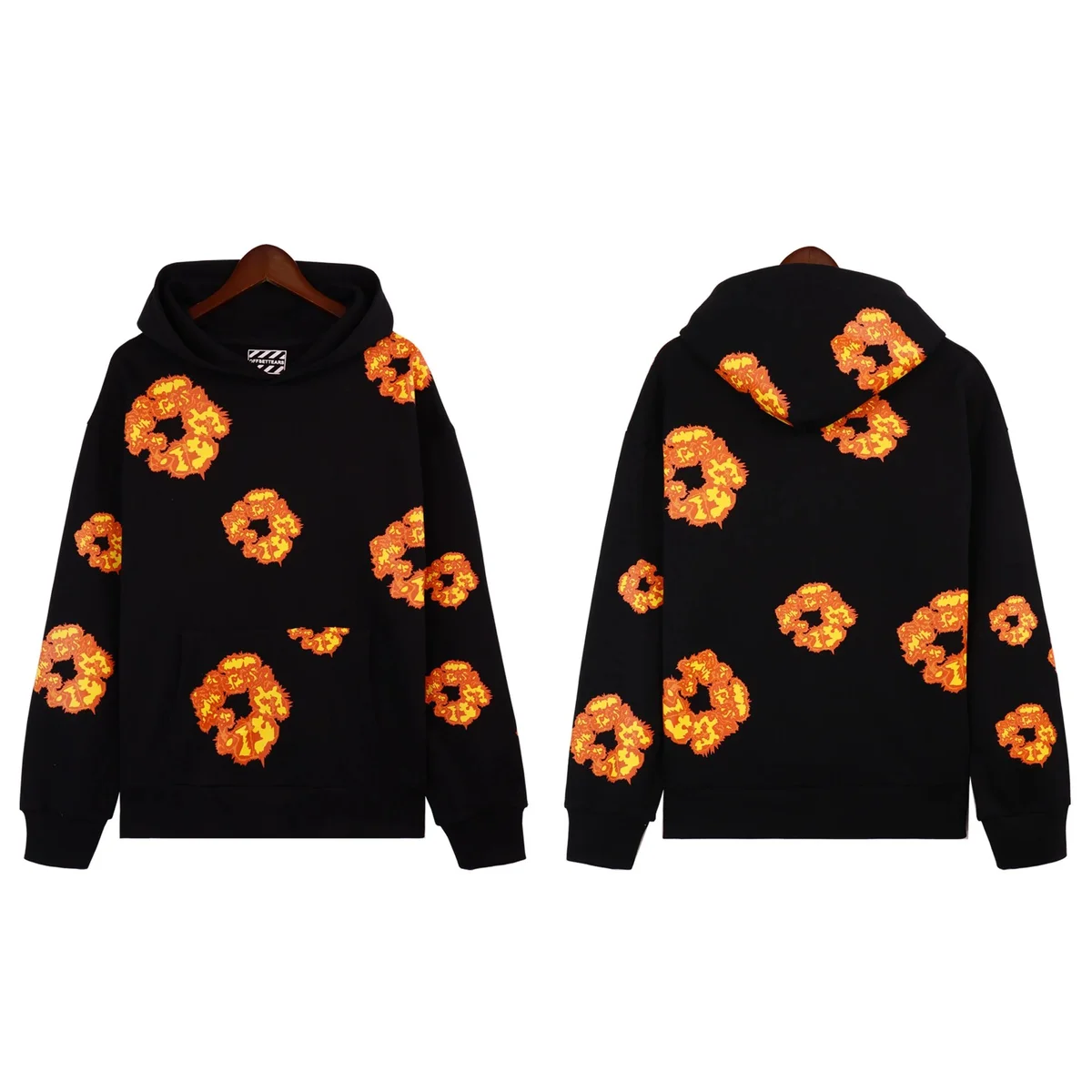 Off-White Off-White OW100 Black Orange Flower Hoodie Black - 1