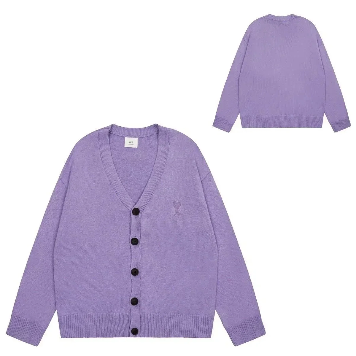 Ami Paris Ami Paris Lilac Cardigan Sweater Purple - 1