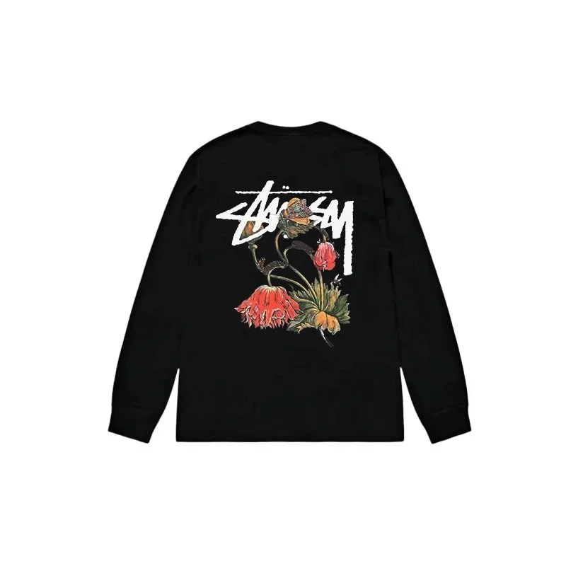 Stussy Stussy Stüssy Floral Print Long Sleeve T-Shirt Black Black - 1